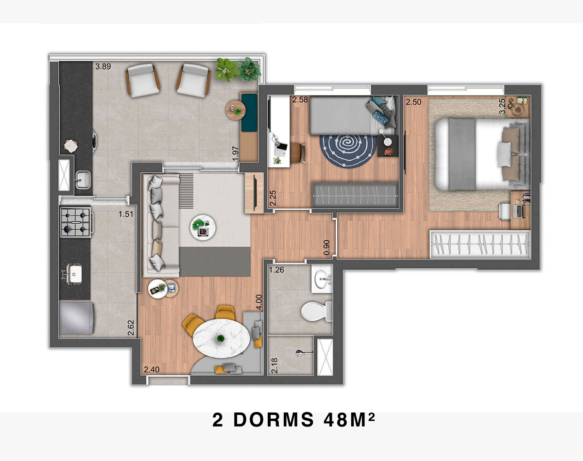 Planta 48 m²