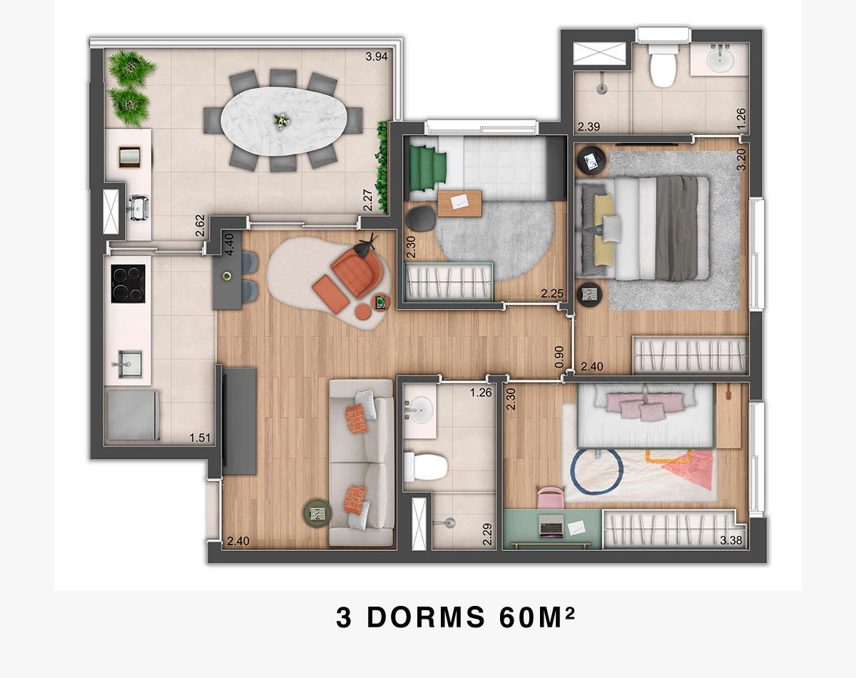 Planta 60 m²